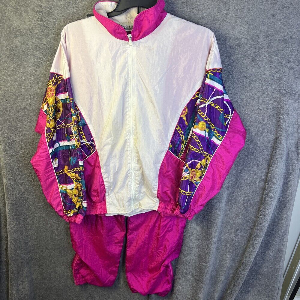 Westside Connection Nylon Windbreaker Track Suit Jacket Pants Women Size Large